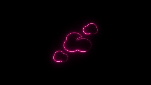 Flicker neon vedio pink cloud icon a glowing line of simple outlines set against a black background glowing line vector weather graphics