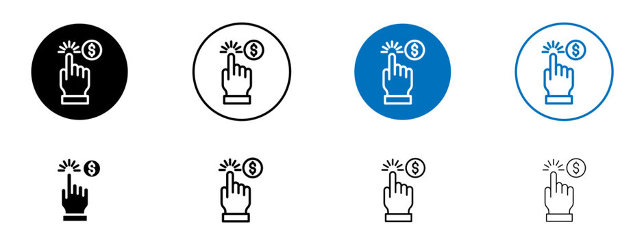 Pay per click icon flat outline in black