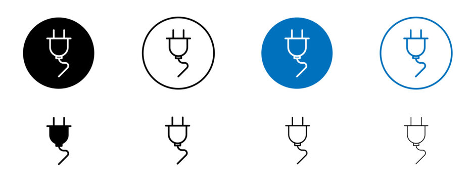 Plug icon flat outline in black