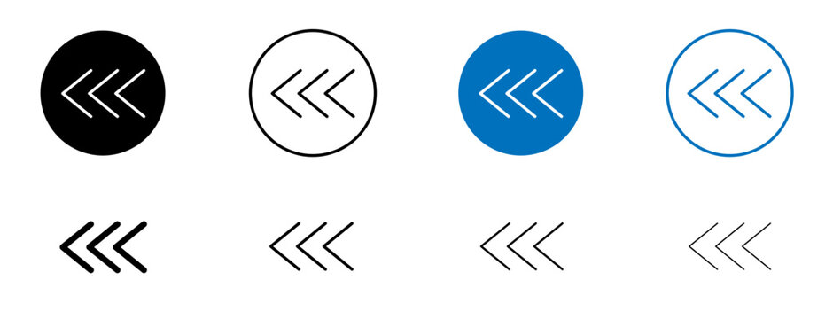 Previous arrow icon flat outline in black