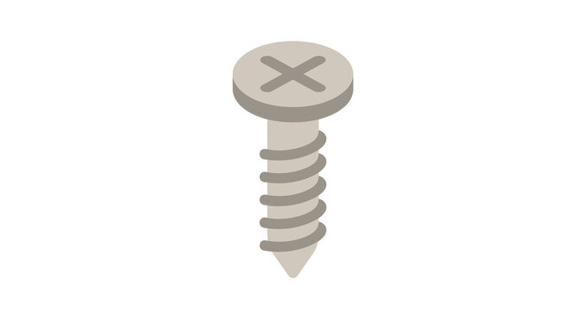 Isometric screw with a cross head a flat vector illustration on a white background