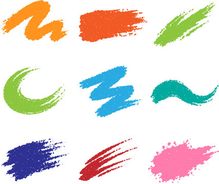 Halftone stipple dotted retro grunge transparent brush strokes in vibrant colors