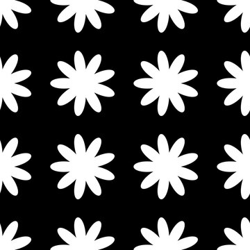 Cute daisy floral motif pattern and cute flower shapes seamless grayscale mask map alpha texture