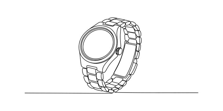 Continuous line drawing of a luxury metal wrist watch