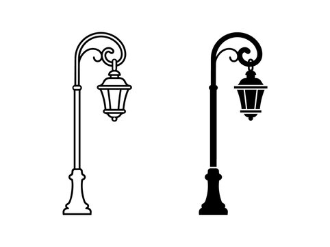 Two vintage street lamp icons