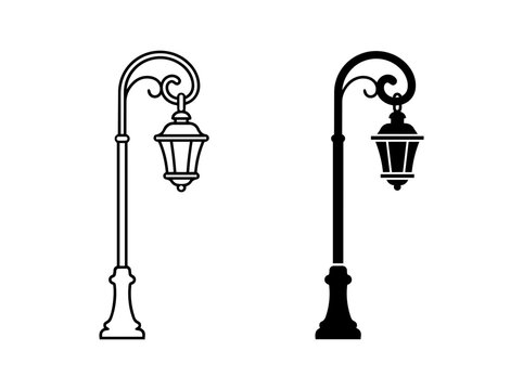 Two vintage street lamp icons
