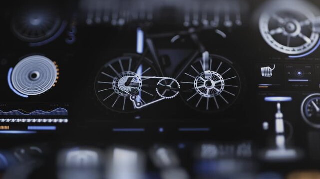 Bicycle engineering dashboard displays drivetrain system overview