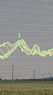 Vertical video: Left cluster rising sending waveform overlay across horizon, showing wind output
