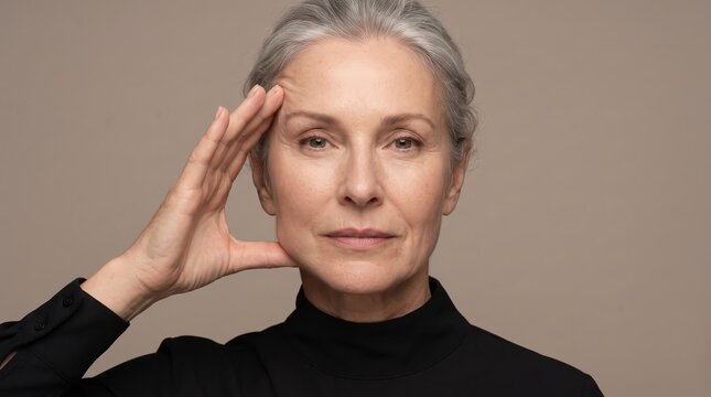 Skin Tightening and Firming Transformation on Mature Woman Face, Anti-Aging Skincare Concept with Lifted Cheek and Sagging Skin Comparison
