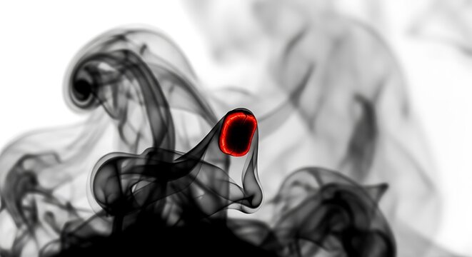 Close-up of a hand holding a red marker pen writing on transparent glass in a modern office setting with copy space