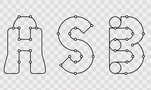 Typography designs one line art new editable design new 2026 Vector illustration of letters ssb with connected dots showing design path Vector, illustration