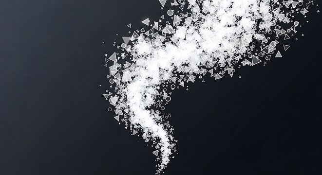 Close-up of white geometric smoke pattern on dark background for design projects
