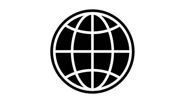 Simple globe icon, flat vector illustration of a world map symbol representing global connectivity, internet, and international communication, isolated on transparent background