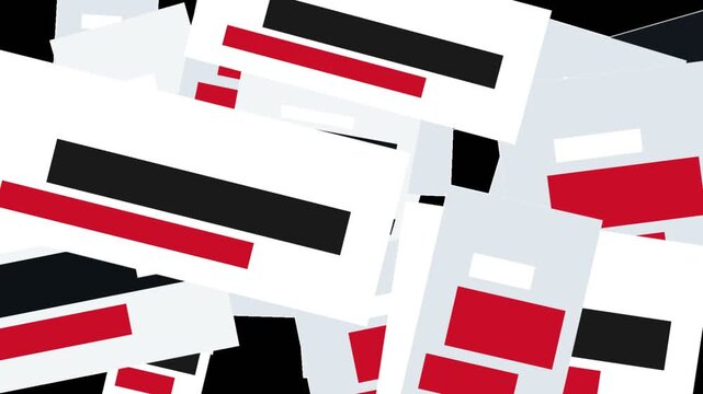 Scattered paper documents floating in fast motion digital video animation
