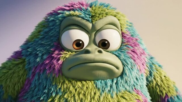 Colorful Animated Character's Funny Angry Expressions of Frustration and Disappointment against Soft Background