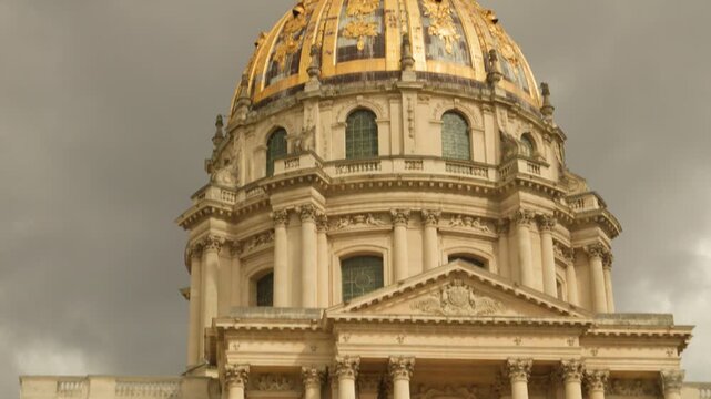 Golden Dome of Les Invalides with Historic Baroque Architecture in Paris, France