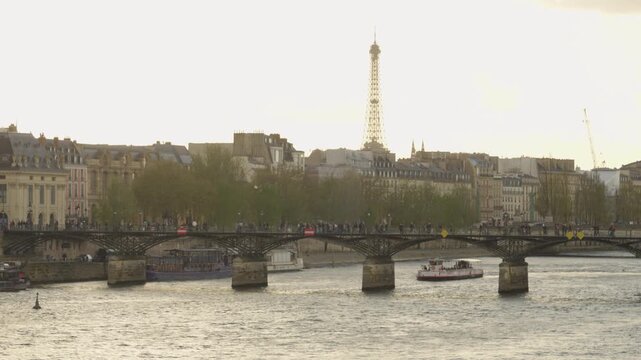 Eiffel Tower and Seine River in Paris, France