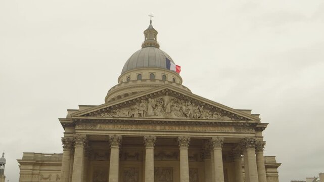 Historic Panth&eacute;on with Neoclassical Facade and Dome in Paris, France