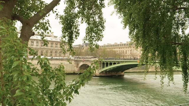 Seine River Cruise and Bridge in Paris, France