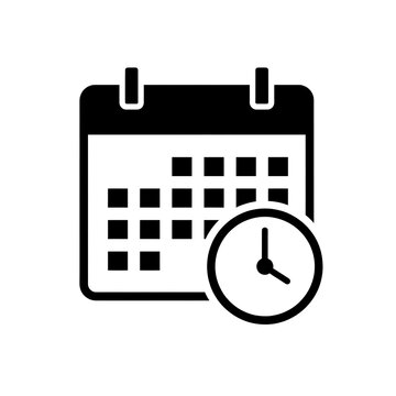 Minimalist calendar icon with clock overlay for scheduling and time management