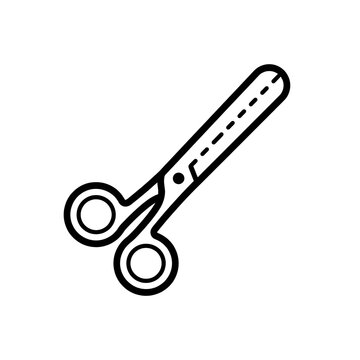 Minimalist scissors with dashed cutting line for design and craft projects