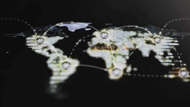 Global night map links international bicycle service hubs