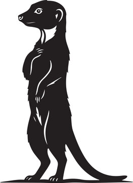 Black Meerkat Standing Profile Silhouette Vector Illustration Isolated on White Background Clip Art