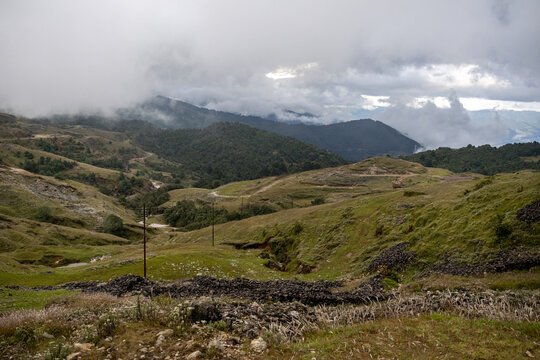 Rolling Green Highland Hills Along the Mountain Road from Kathmandu to Ramechhap
