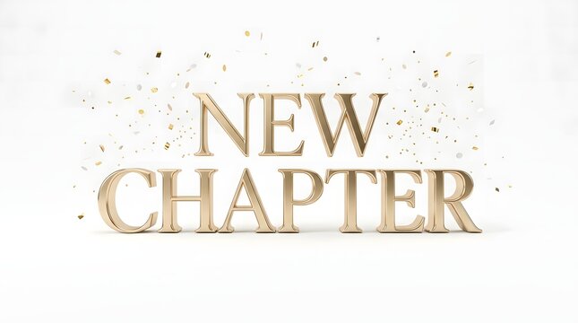 New chapter inspirational quote with colorful particles on a bright white background