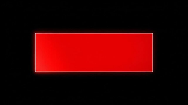 Red rectangle with white outline on black background, graphic design, abstract, modern, and stylish presentation element