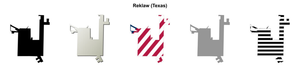 Fototapeta premium Reklaw (Texas) blank outline map set