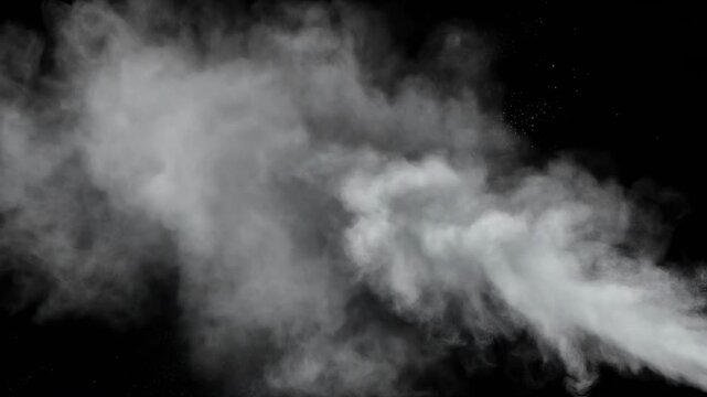 White Smoke Bursting and Expanding with Explosive Detail in Darkness Cinematic Motion