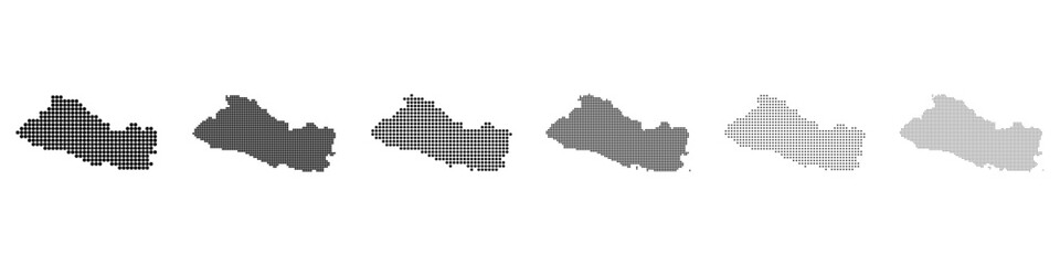 Obraz premium Dot mosaic El Salvador outline map set