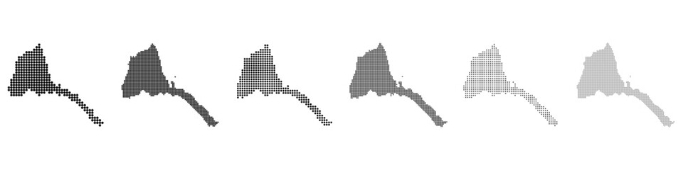 Obraz premium Dot mosaic Eritrea outline map set