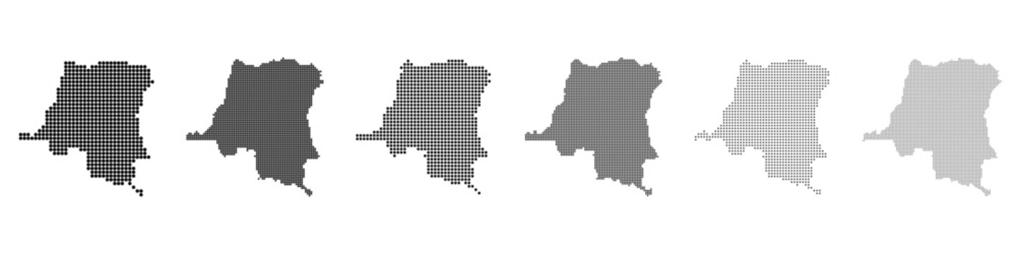 Dot mosaic DR Congo outline map set