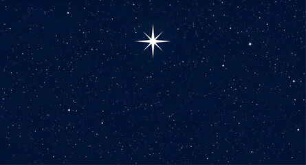 Fototapeta premium Shining Star in Night Sky Background Vector Illustration Starry Space Light Banner Graphic