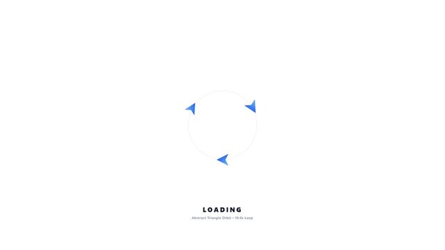 Minimalist blue loading spinner with triangular rotating icons