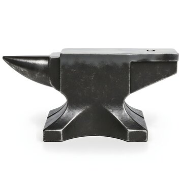 Anvil crafted from heavy cast iron sits isolated on a clean white background, showcasing its durable metal construction and traditional blacksmithing utility.