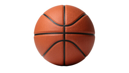 Fototapeta premium Orange textured basketball with black lines, isolated on transparent background