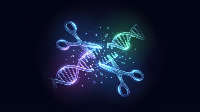 CRISPR Gene Editing Concept Showing DNA Cutting and Genetic Modification