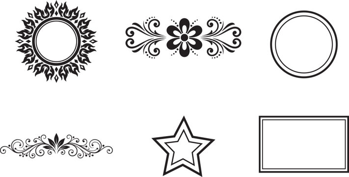 Collection of decorative frames borders and geometric shapes for graphic design projects