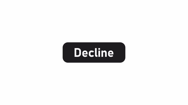 Animated Decline Button UI Element with Smooth Animation, Modern Black Rounded Social Media Button on Transparent Background