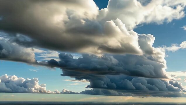 Tense 4K weather time-lapse capturing dark gray storm clouds rolling rapidly across the sky highlighting atmospheric pressure changes and looming rainstorms for meteorological and environmental