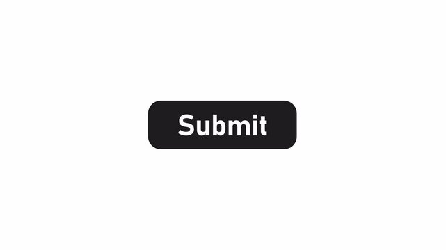 Animated Submit Button UI Element with Smooth Animation, Modern Black Rounded Social Media Button on Transparent Background