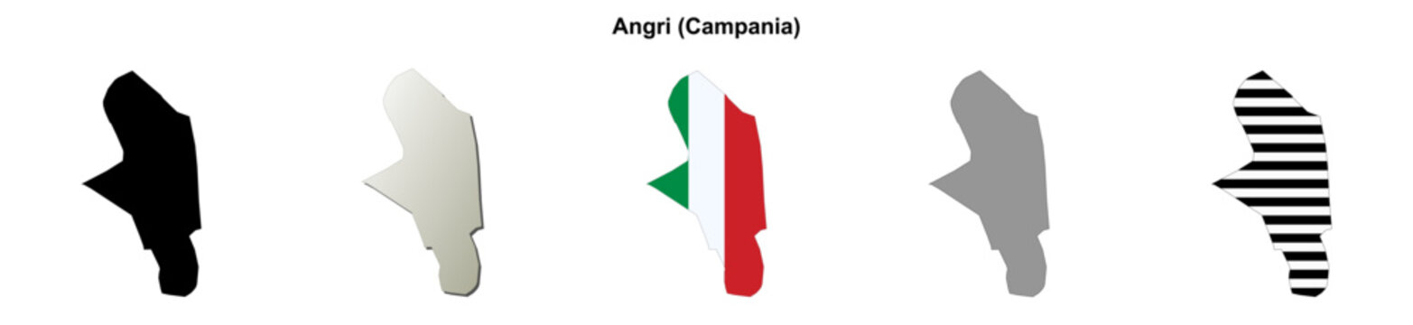 Angri (Campania) outline map set