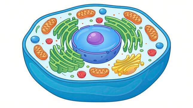 Eukaryotic Cell Structure with Nucleus and Cellular Organelles
