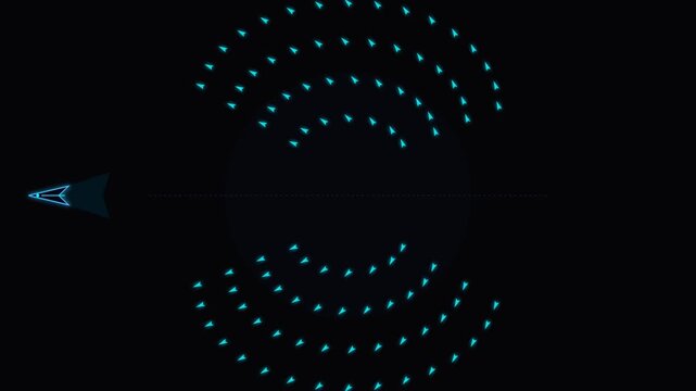 Abstract glowing blue digital waves and technology patterns on dark background