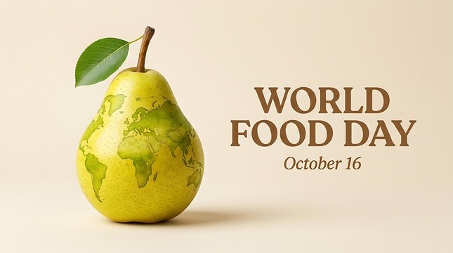 World food day concept with a pear shaped like a globe