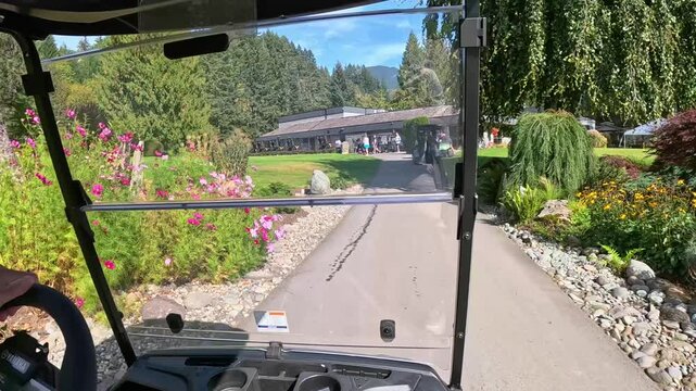 pov golf cart drive at BC canadian golf course