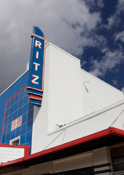 Crockett TX - Sept. 20, 2025 : Historic Movie Theater Located Downtown Crockett TX